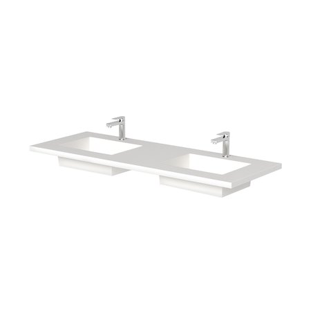 CASTELLO USA Serenity 72" Solid Surface Vanity Top in White CB-GM-2066-72